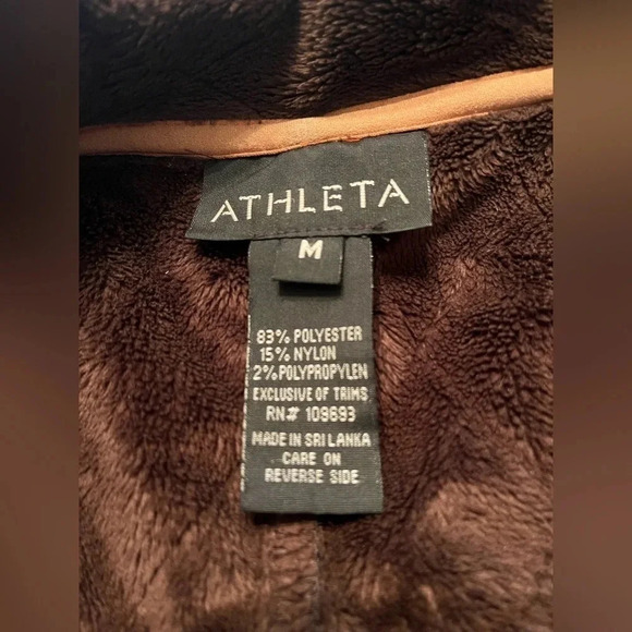 Athleta women's vest in brown with tan trim, hip length, faux‎ fur lining-M - Picture 7 of 7
